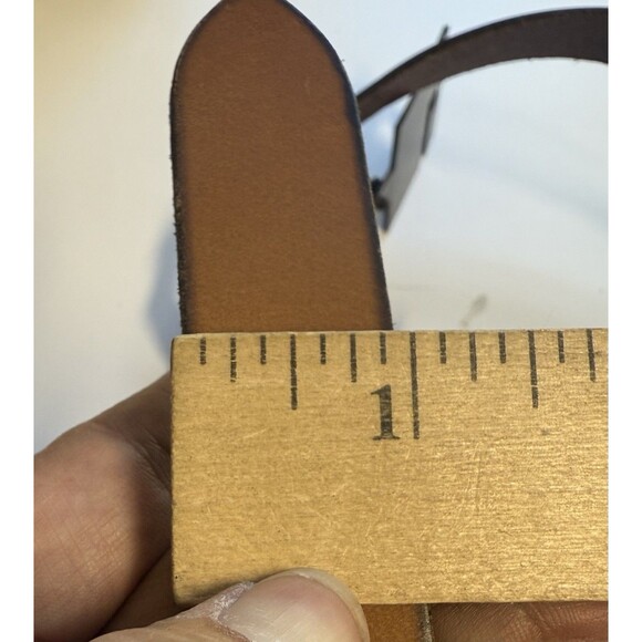 FRYE Studded Twisted Leather Tan Belt Sz Large New - Picture 8 of 8